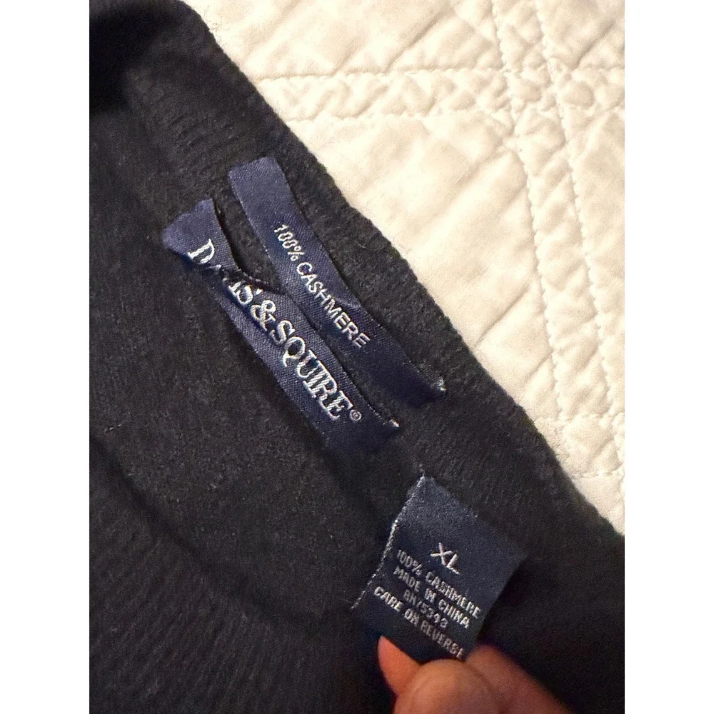Davis & Squire Mens 100% Cashmere Argyle Crewneck Sweater Black Grey XL